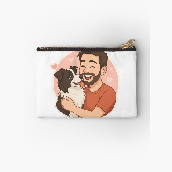 Item preview, Border Collie & Man – Loyal Dog Hug Cartoon Illustration designed and sold by GoodyPaws.