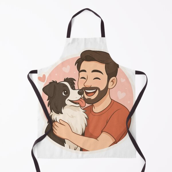 Item preview, Border Collie & Man – Loyal Dog Hug Cartoon Illustration designed and sold by GoodyPaws.