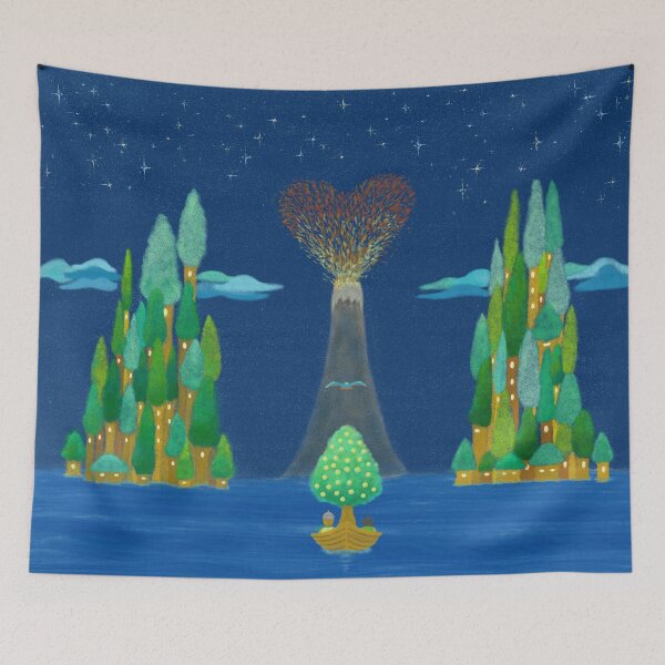 Item preview, Three friends travelling towards twin tree village islands designed and sold by greenPQBstudio.