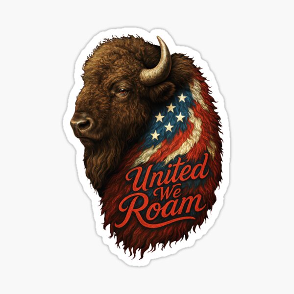 Item preview, United We Roam - Patriotic American Bison designed and sold by MyFishka.