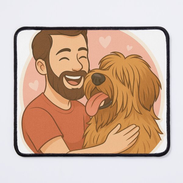 Item preview, Best Buddies: Man & Briard Cartoon Print designed and sold by GoodyPaws.