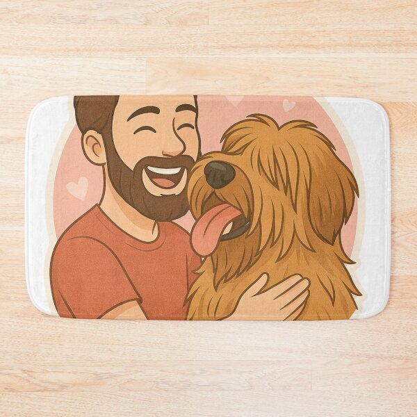 Item preview, Best Buddies: Man & Briard Cartoon Print designed and sold by GoodyPaws.