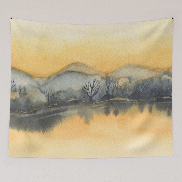 Item preview, Mountain Lake in Sunset designed and sold by The Elderberry Blossom.