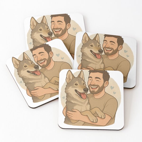 Item preview, Wolfpack Duo: Man & Czechoslovakian Wolfdog Cartoon designed and sold by GoodyPaws.