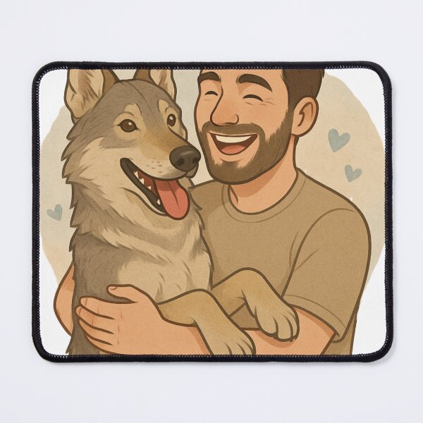 Item preview, Wolfpack Duo: Man & Czechoslovakian Wolfdog Cartoon designed and sold by GoodyPaws.