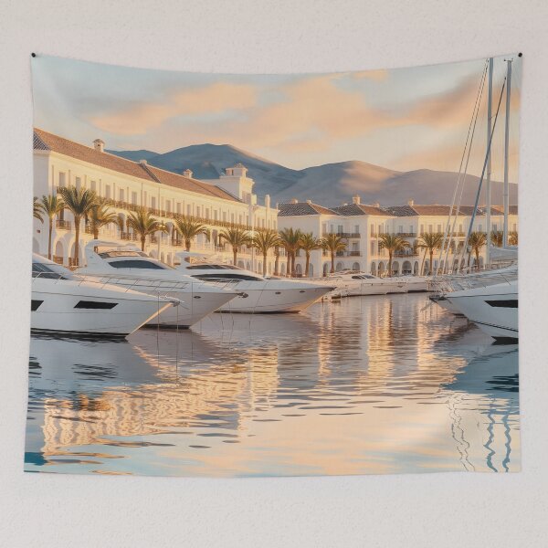 Item preview, Puerto Banús Marina: Early Morning Golden Light designed and sold by LSVart.