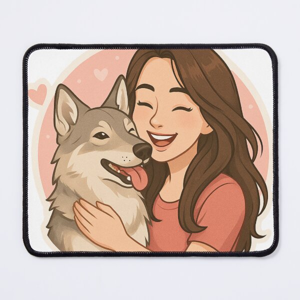 Item preview, Wolfdog & Woman: Cartoon Companions designed and sold by GoodyPaws.