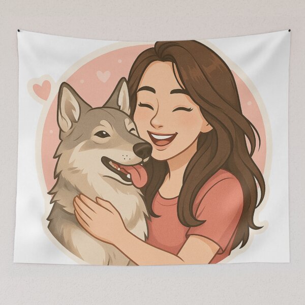 Item preview, Wolfdog & Woman: Cartoon Companions designed and sold by GoodyPaws.