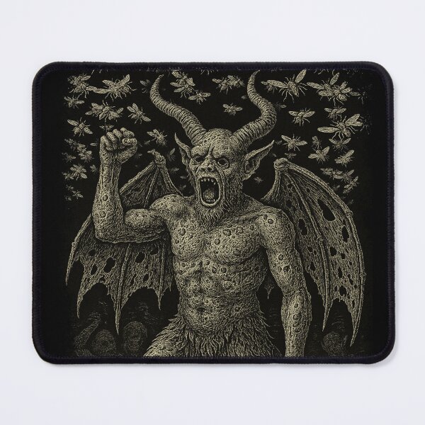 Item preview, Beelzebub Lord of Flies Engraving Style Macabre Demon designed and sold by Isolde Gravieraine.