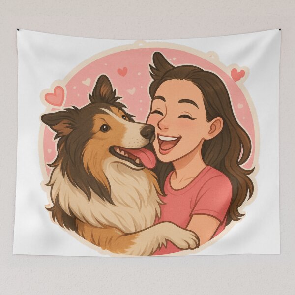 Item preview, Grace & Loyalty: Woman with Rough Collie Cartoon designed and sold by GoodyPaws.