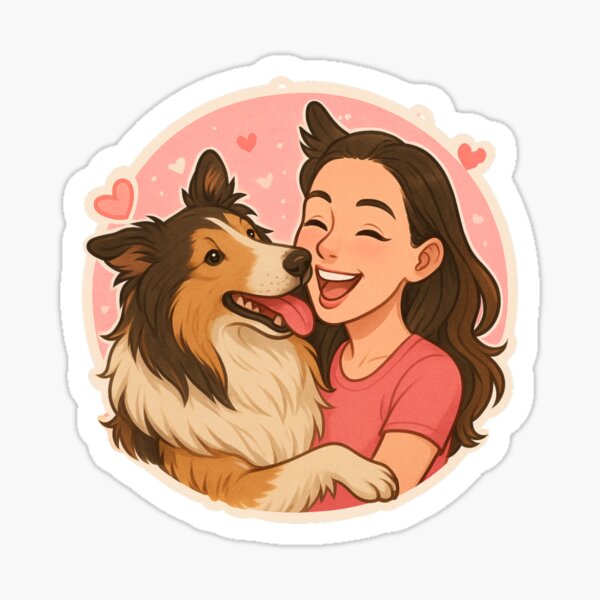Item preview, Grace & Loyalty: Woman with Rough Collie Cartoon designed and sold by GoodyPaws.