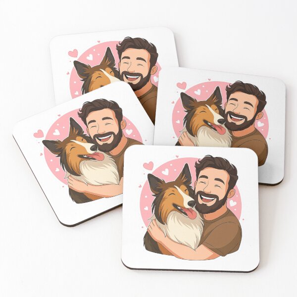 Item preview, Loyal Companions: Man & Rough Collie Cartoon designed and sold by GoodyPaws.