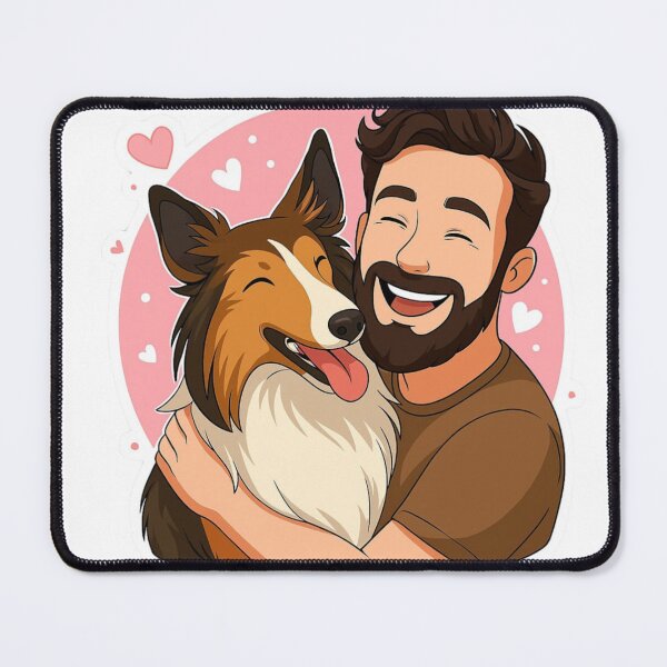 Item preview, Loyal Companions: Man & Rough Collie Cartoon designed and sold by GoodyPaws.