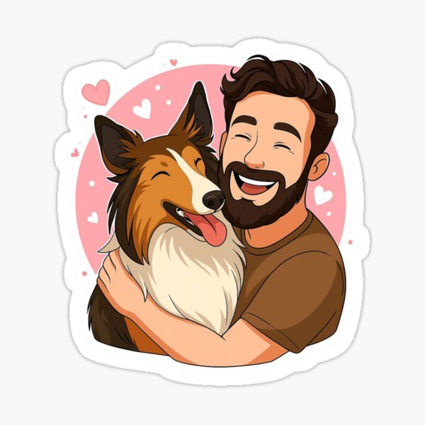 Item preview, Loyal Companions: Man & Rough Collie Cartoon designed and sold by GoodyPaws.