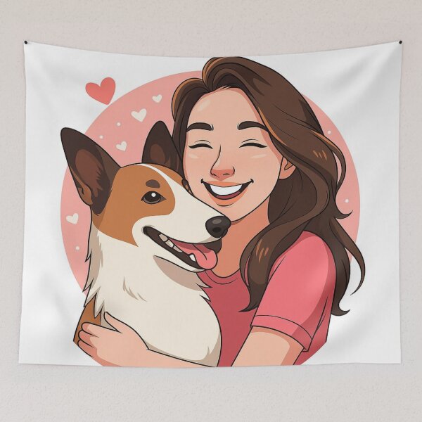 Item preview, Elegant Duo: Woman & Smooth Collie Cartoon designed and sold by GoodyPaws.