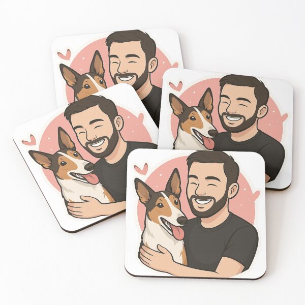 Item preview, Smooth & Strong: Man with Smooth Collie Cartoon designed and sold by GoodyPaws.