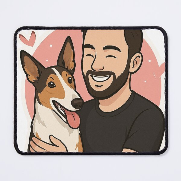 Item preview, Smooth & Strong: Man with Smooth Collie Cartoon designed and sold by GoodyPaws.