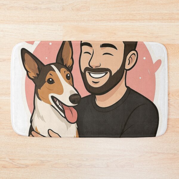 Item preview, Smooth & Strong: Man with Smooth Collie Cartoon designed and sold by GoodyPaws.