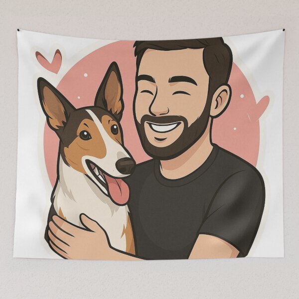 Item preview, Smooth & Strong: Man with Smooth Collie Cartoon designed and sold by GoodyPaws.
