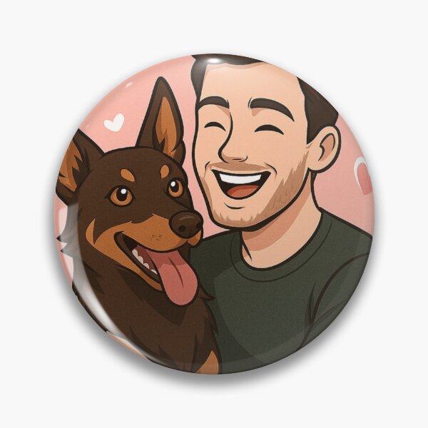 Item preview, Dynamic Duo: Man & Australian Kelpie Cartoon designed and sold by GoodyPaws.