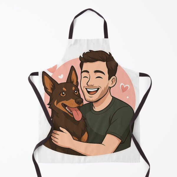 Item preview, Dynamic Duo: Man & Australian Kelpie Cartoon designed and sold by GoodyPaws.