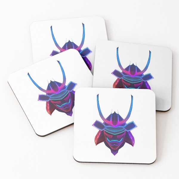 Item preview, Neon Samurai Mask – Futuristic Warrior in Vaporwave Colors designed and sold by Alphakenon.