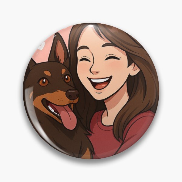 Item preview, Energetic Partners: Woman & Australian Kelpie Cartoon designed and sold by GoodyPaws.