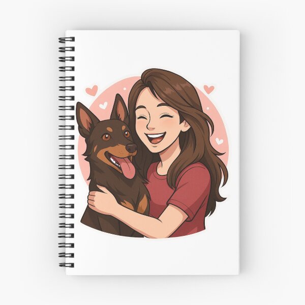Item preview, Energetic Partners: Woman & Australian Kelpie Cartoon designed and sold by GoodyPaws.