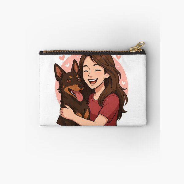 Item preview, Energetic Partners: Woman & Australian Kelpie Cartoon designed and sold by GoodyPaws.