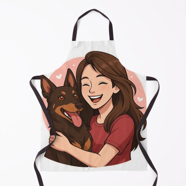 Item preview, Energetic Partners: Woman & Australian Kelpie Cartoon designed and sold by GoodyPaws.