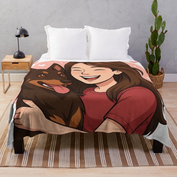 Item preview, Energetic Partners: Woman & Australian Kelpie Cartoon designed and sold by GoodyPaws.