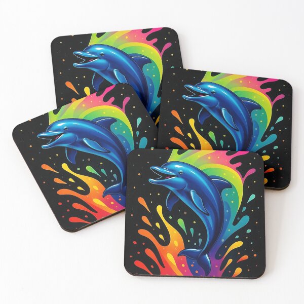 Item preview, Rainbow Burst Dolphin Vibrant Ocean Fantasy designed and sold by VA Design.