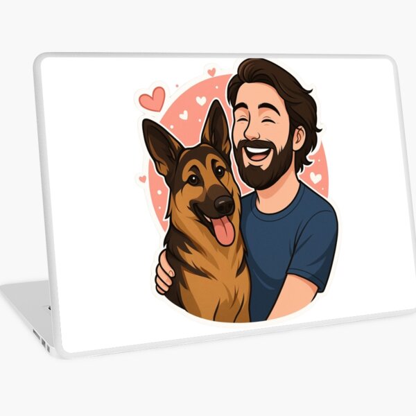 Item preview, Loyal Guardians: Man & German Shepherd Cartoon designed and sold by GoodyPaws.