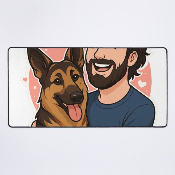 Item preview, Loyal Guardians: Man & German Shepherd Cartoon designed and sold by GoodyPaws.