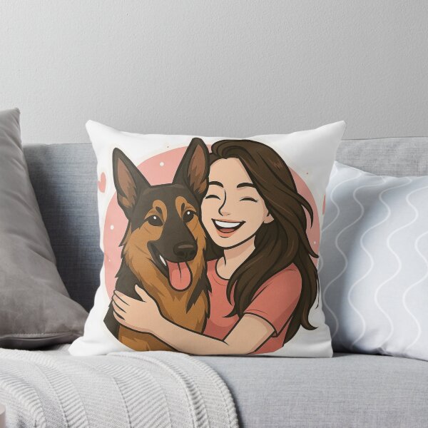 Item preview, Strong Bonds: Woman & German Shepherd Cartoon designed and sold by GoodyPaws.