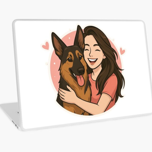 Item preview, Strong Bonds: Woman & German Shepherd Cartoon designed and sold by GoodyPaws.