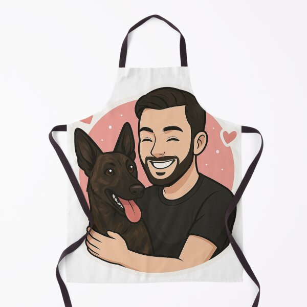 Item preview, Dynamic Duo: Man & Dutch Shepherd Cartoon designed and sold by GoodyPaws.