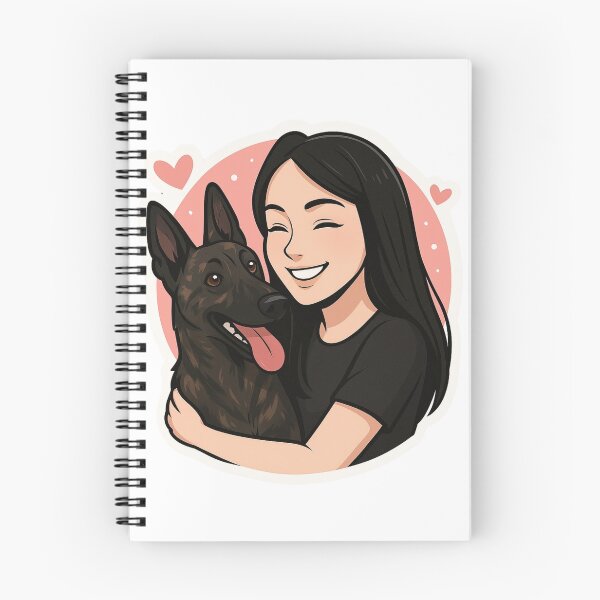 Item preview, Energetic Partners: Woman & Dutch Shepherd Cartoon designed and sold by GoodyPaws.