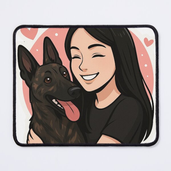 Item preview, Energetic Partners: Woman & Dutch Shepherd Cartoon designed and sold by GoodyPaws.