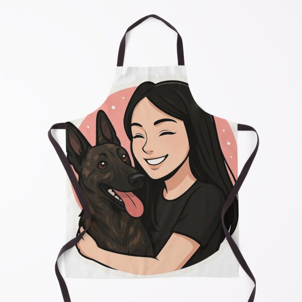 Item preview, Energetic Partners: Woman & Dutch Shepherd Cartoon designed and sold by GoodyPaws.