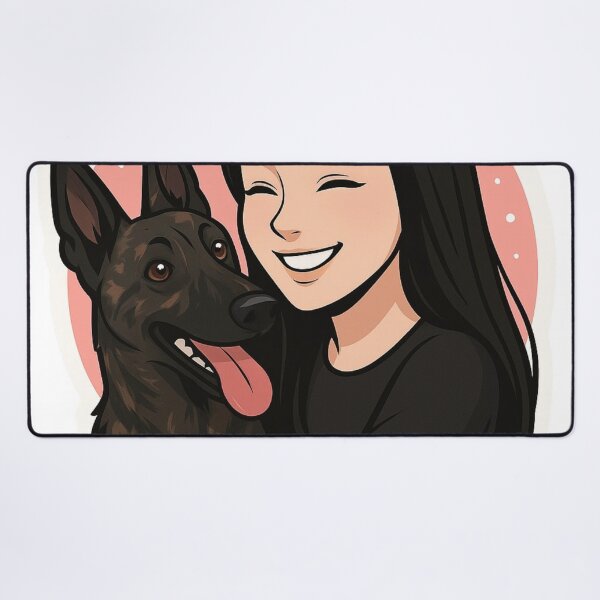 Item preview, Energetic Partners: Woman & Dutch Shepherd Cartoon designed and sold by GoodyPaws.