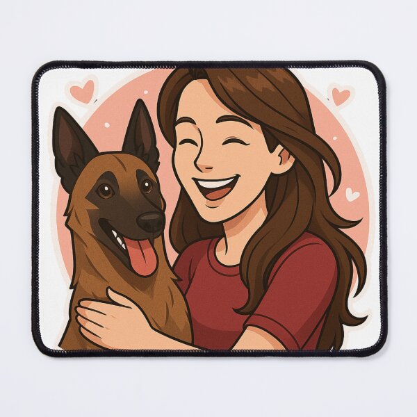 Item preview, Strong & Loyal: Woman & Belgian Malinois Cartoon designed and sold by GoodyPaws.