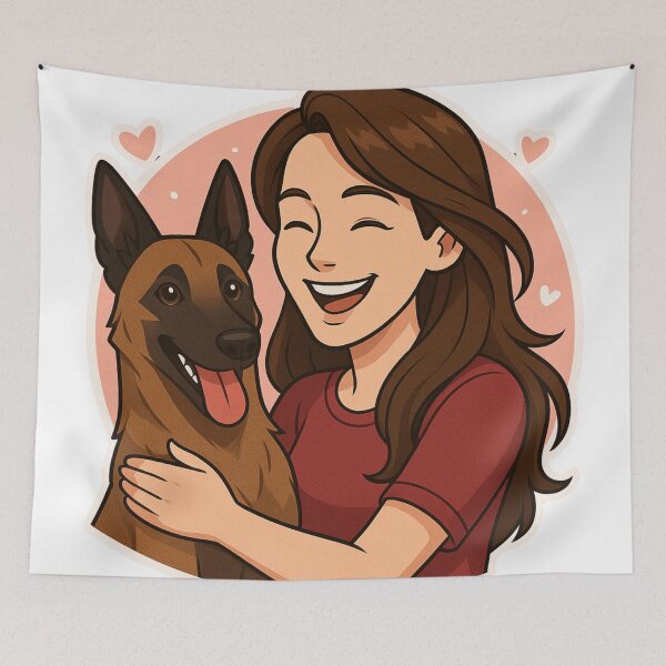 Item preview, Strong & Loyal: Woman & Belgian Malinois Cartoon designed and sold by GoodyPaws.