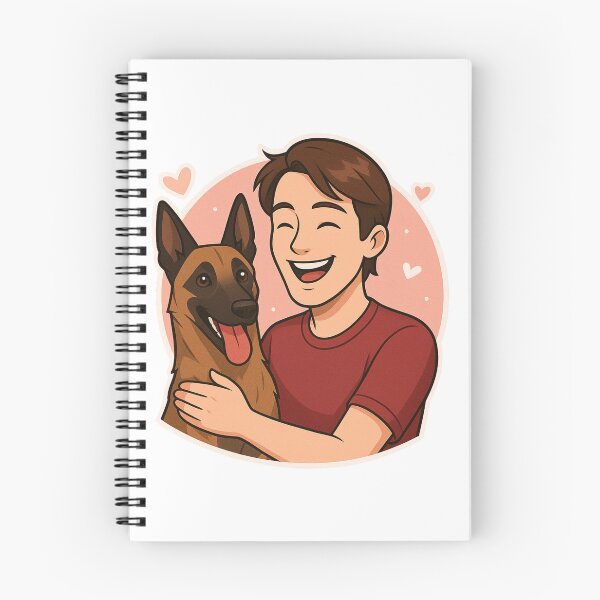 Item preview, Fearless Friends: Man & Belgian Malinois Cartoon designed and sold by GoodyPaws.
