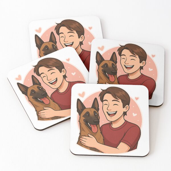 Item preview, Fearless Friends: Man & Belgian Malinois Cartoon designed and sold by GoodyPaws.
