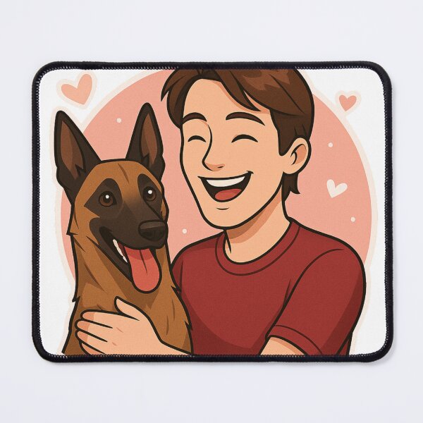 Item preview, Fearless Friends: Man & Belgian Malinois Cartoon designed and sold by GoodyPaws.