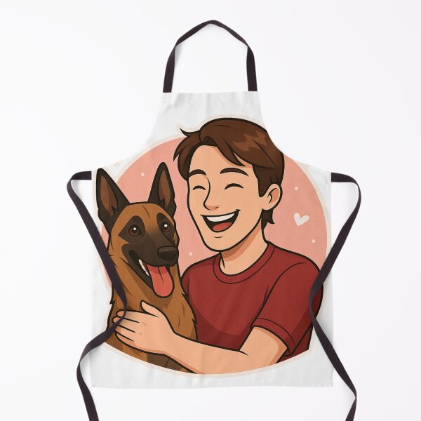 Item preview, Fearless Friends: Man & Belgian Malinois Cartoon designed and sold by GoodyPaws.