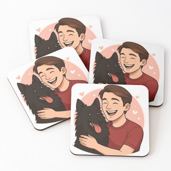 Item preview, Elegant Team: Man & Belgian Shepherd Groenendael Cartoon designed and sold by GoodyPaws.