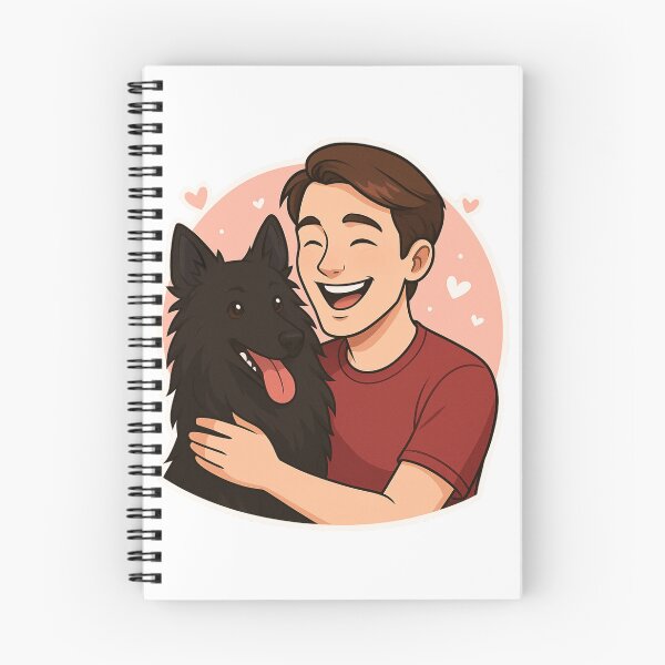 Item preview, Elegant Team: Man & Belgian Shepherd Groenendael Cartoon designed and sold by GoodyPaws.