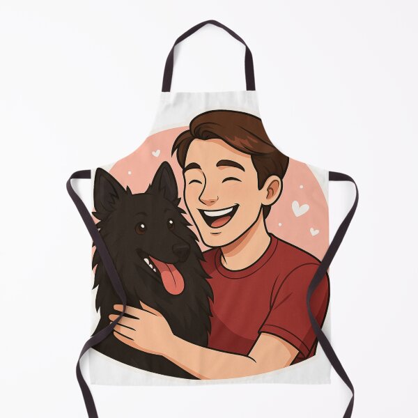 Item preview, Elegant Team: Man & Belgian Shepherd Groenendael Cartoon designed and sold by GoodyPaws.